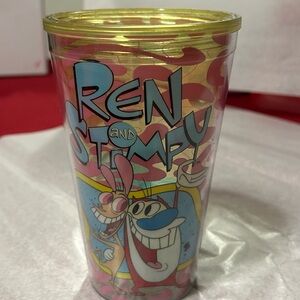 Ren and Stimpy Cartoon Tumbler - Pink, Yellow & Blue Preowned but Like New❤️